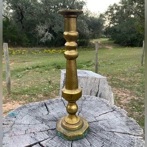 Heavy Vintage Brass Candle Holder